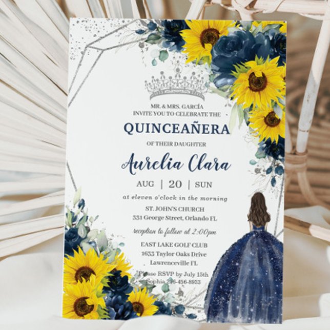 Invitación Princesa Floral Azul de la Marina del Sol Quinceañ (Subido por el creador)