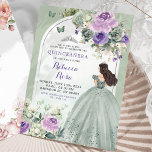 Invitación Princesa Floral Boho Sage Lavender Quinceañera<br><div class="desc">Boho Sage Green Lavender Floral Princesa Mariposa Quinceañera Invitación</div>