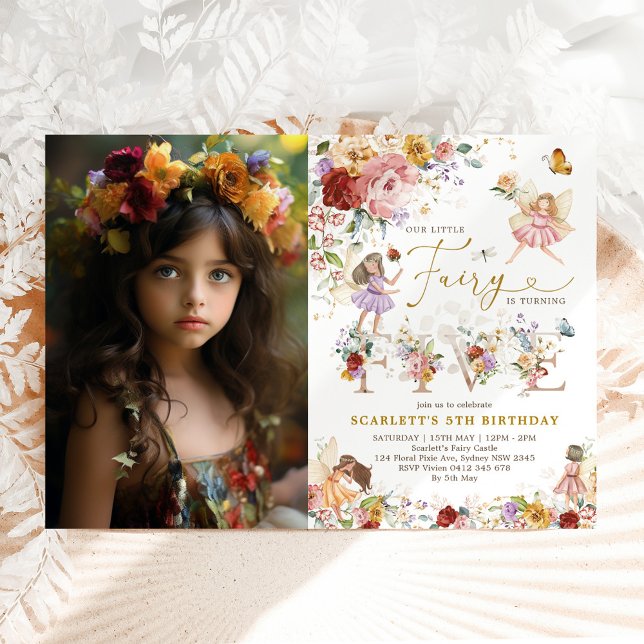 Invitación Princesa Floral de Hadas Encantada Quinta Fiesta d (Subido por el creador)