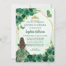 Princesa floral de oro verde esmeralda Quinceañera