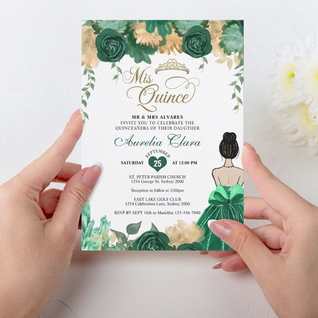 Invitación Princesa Floral Esmeralda Mis Quince (Subido por el creador)