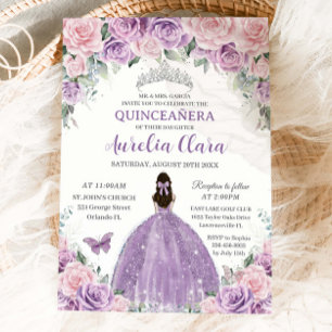 Invitación Princesa Floral Púrpura Lilac Pálida Rosa
