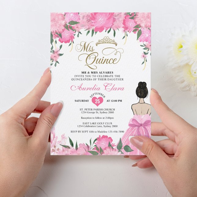 Invitación Princesa Floral Rosa De Rubor Mis Quince Quinceañe (Subido por el creador)