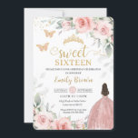Invitación Princesa Floral Rosa de Rubor Rosa Dulce de Oro Di<br><div class="desc">Esta invitación de 16 años a la moda es dulce, con una florida coloración color agua rosa y una vegetación suave. Personalízalo con tus detalles de forma fácil y rápida, simplemente pulsa el botón personalizar it para reorganizar y formatear el estilo y la ubicación del texto. ¡También genial para Sweet...</div>