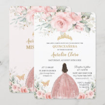 Princesa floral rosa Rubor Rosa Oro Quinceañera I