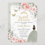 Invitación Princesa Floral Rosa Sage Green Sweet Dieciséis<br><div class="desc">Esta invitación de 16 años a la moda es dulce, con una florida coloración color agua rosa y un verde suave y verde vegetación. Personalízalo con tus detalles de forma fácil y rápida, simplemente pulsa el botón personalizar it para reorganizar y formatear el estilo y la ubicación del texto. ¡También...</div>