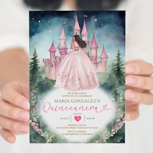 Invitación Princesa Forestal Dusty Rosa 15 Quinceañera (Subido por el creador)