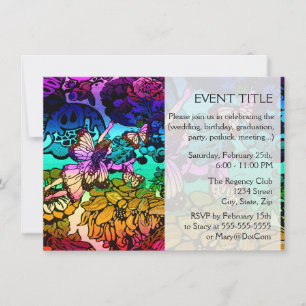 Invitación Princesa Hada Volando con Mariposas