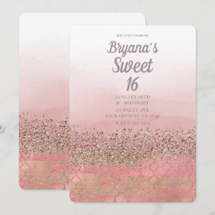 Invitación Princesa India Marroquí Brillo Rosa Dulce 16