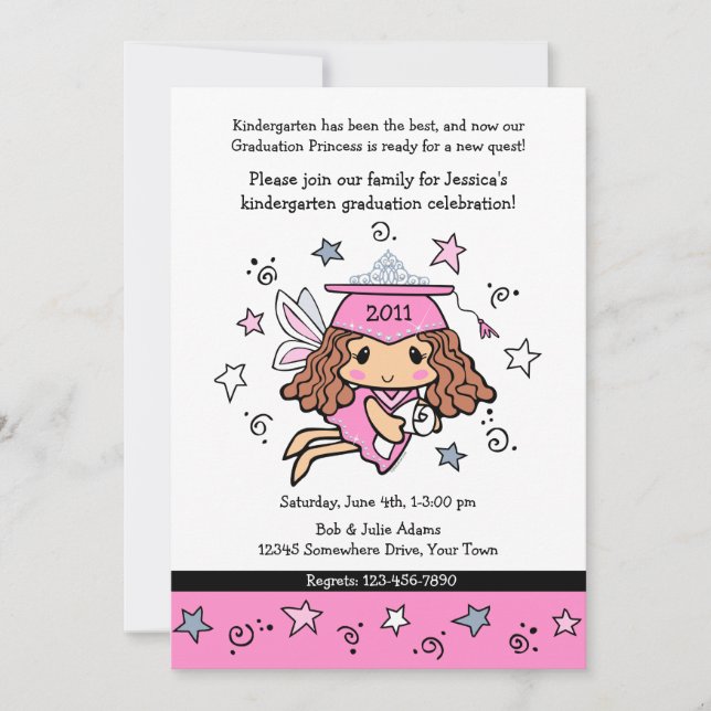 Invitación Princesa Invitation de la graduación (Anverso)