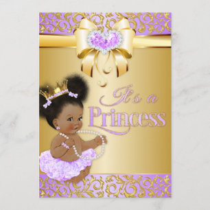 Invitación Princesa Lila y Diamante Dorado Afroamericana
