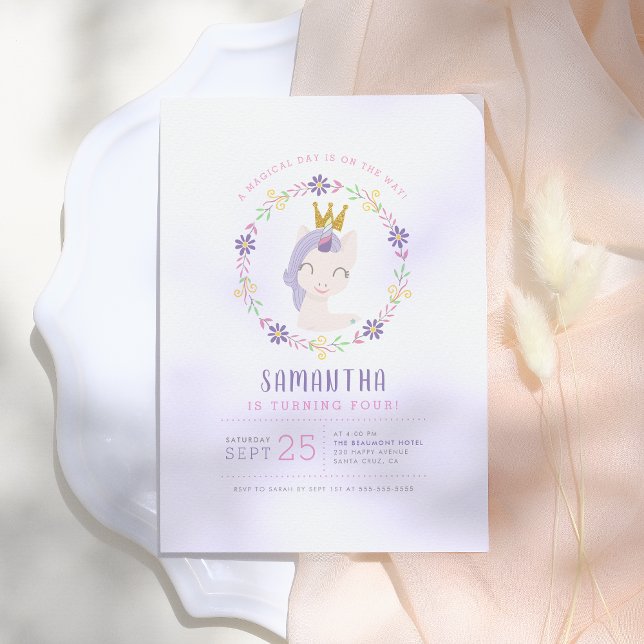 Invitación Princesa Magica de Unicornio | Cumpleaños Rosa y O (Subido por el creador)