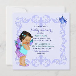 Invitación Princesa Mariposa Bebé Niña Lavanda