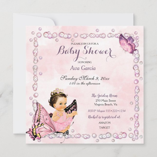 Invitación Princesa Mariposa Niña  (Anverso)