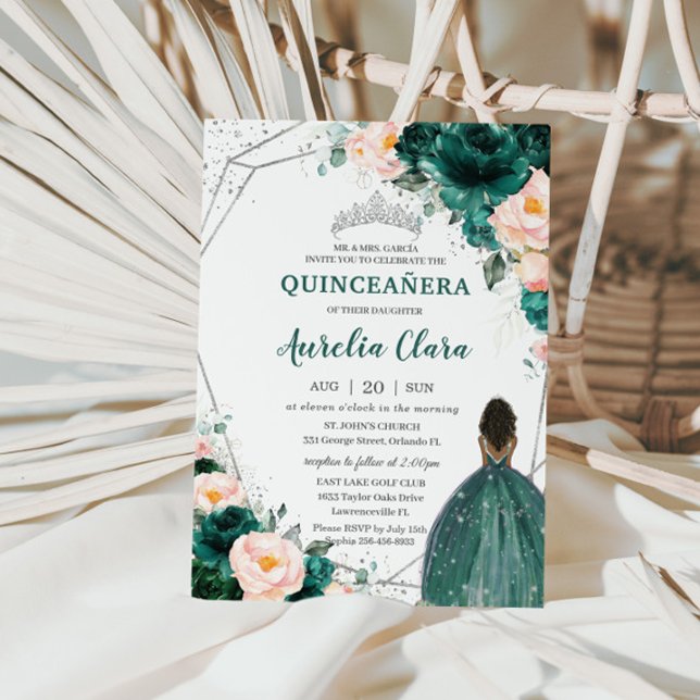 Invitación Princesa marrón floral de Rubor esmeralda de Quinc (Subido por el creador)