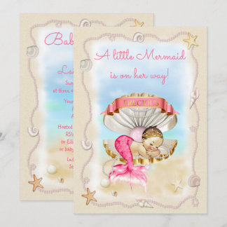 Invitación Princesa Mermaid Clam Shell Baby Shower