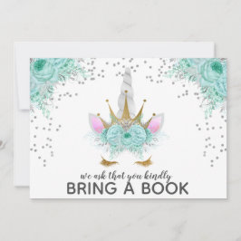 Invitación Princesa Monta, Plata Y Oro Unicornio Trae Un Libr