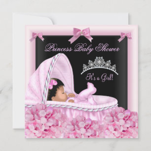 Invitación Princesa Negra Americana Baby Shower Niña