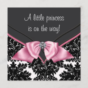 Invitación Princesa negra elegante Baby Shower del damasco