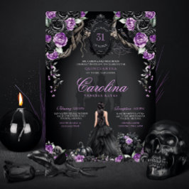 Invitación Princesa negra púrgica de Halloween Quinceanera