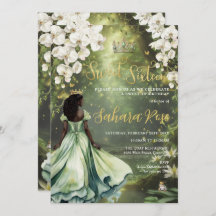 Princesa Negra y Rana Sage Verde Vestido Dulce 16