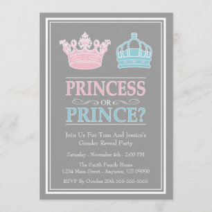 Invitación Princesa o príncipe Gender Reveal Party