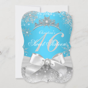 Invitación Princesa País de las Maravillas de Invierno Azul C