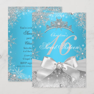 Invitación Princesa País de las Maravillas de Invierno Azul D