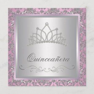 Invitación Princesa Party del rosa de la tiara del diamante