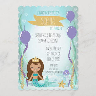 Invitación Princesa Party Invitation (de la sirena latín 5x7)