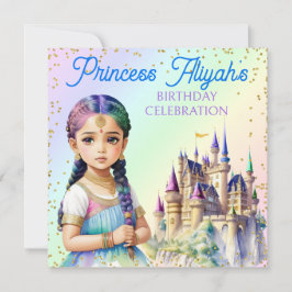 Invitación Princesa Pastel Mágico Castillo Fantasía Arcoíris