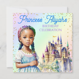 Invitación Princesa Pastel Mágico Castillo Fantasía Arcoíris