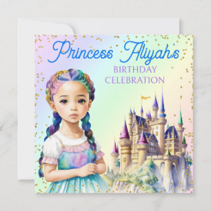 Invitación Princesa Pastel Mágico Castillo Fantasía Arcoíris