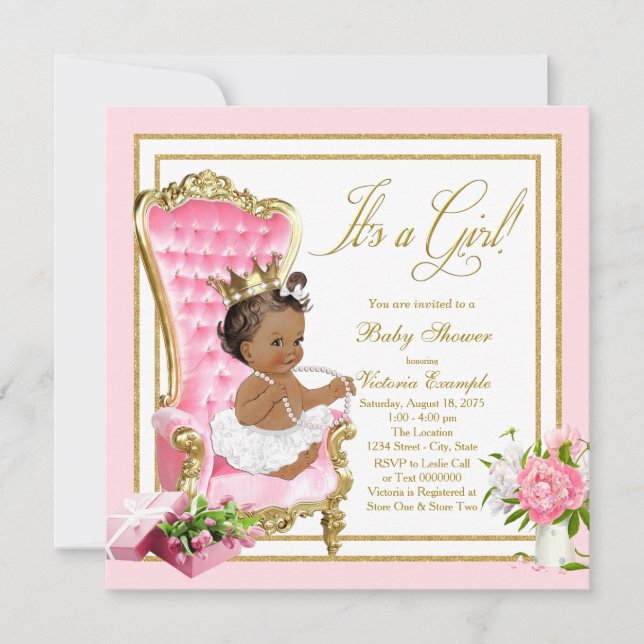 Invitación Princesa Pearl Baby Shower (Anverso)