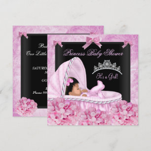 Invitación Princesa Pequeña Afroamericana Fiesta de Cumpleaño