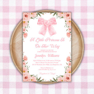 Invitación princesa pequeña, ducha floral de arco rosa