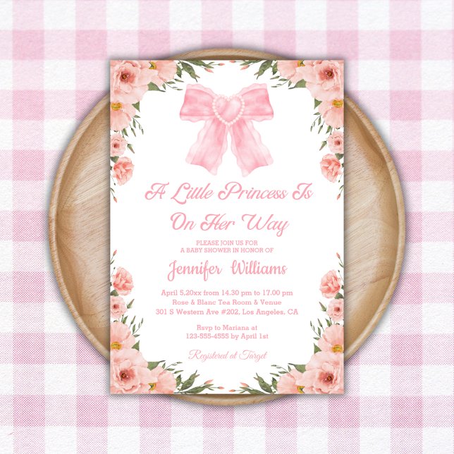 Invitación princesa pequeña, ducha floral de arco rosa (Subido por el creador)