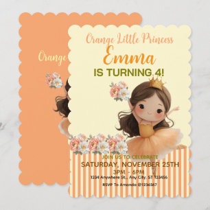 Invitación Princesa pequeña naranja Bola