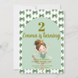 Invitación Princesa pequeña verde menta Baile 