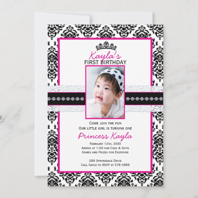 Invitación Princesa Photo Birthday Invitations 5X7 del (Anverso)