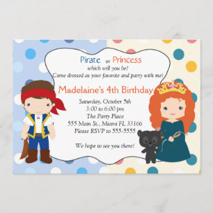 Invitación Princesa Pirata invita a los niños Fiesta de cumpl