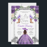 Invitación Princesa Plata Morada Chica Española Dulce 15<br><div class="desc">Chica Español Morado de Plata Princesa Dulce Invitación 15Mis Quince Anos,  15 Años, </div>