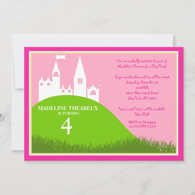 Invitación Princesa por un día (Anverso)