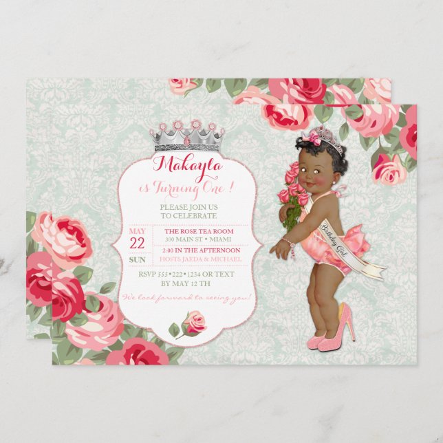 Invitación Princesa Princesa de certamen afroamericano (Anverso / Reverso)