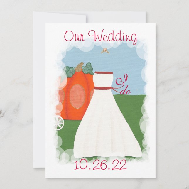Invitación Princesa Pumpkin Wedding Invitations, (Anverso)
