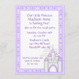 Invitación Princesa púrpura Castle Party Invitation