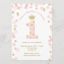 Invitación Princesa Purpurina de Oro Rosado