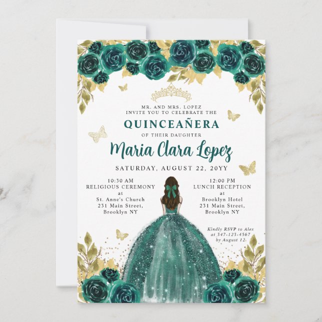 Invitación Princesa Quinceanera (Anverso)