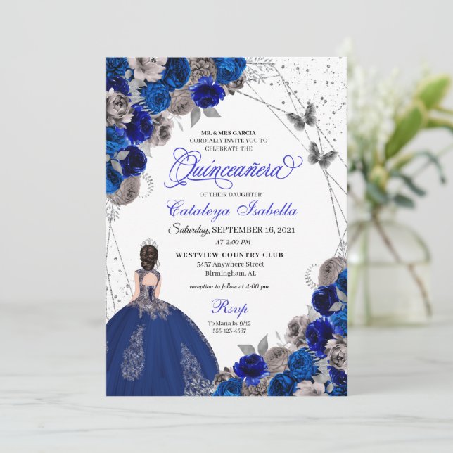 Invitación Princesa Quinceanera (Anverso de pie)