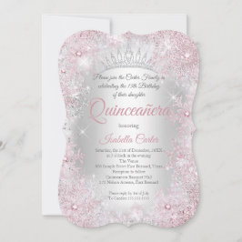 Invitación Princesa Quinceanera 15.ª Fiesta Rubor de plata ro